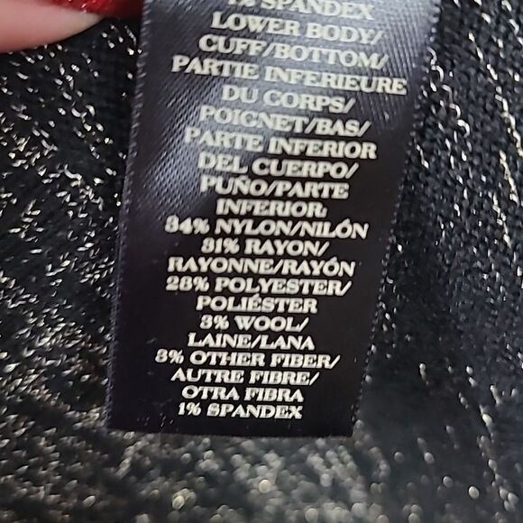 Ann Taylor Petite Wool Blend V-Neck Sweater Dress Black Gold Shimmer Winter Knit - Picture 10 of 12